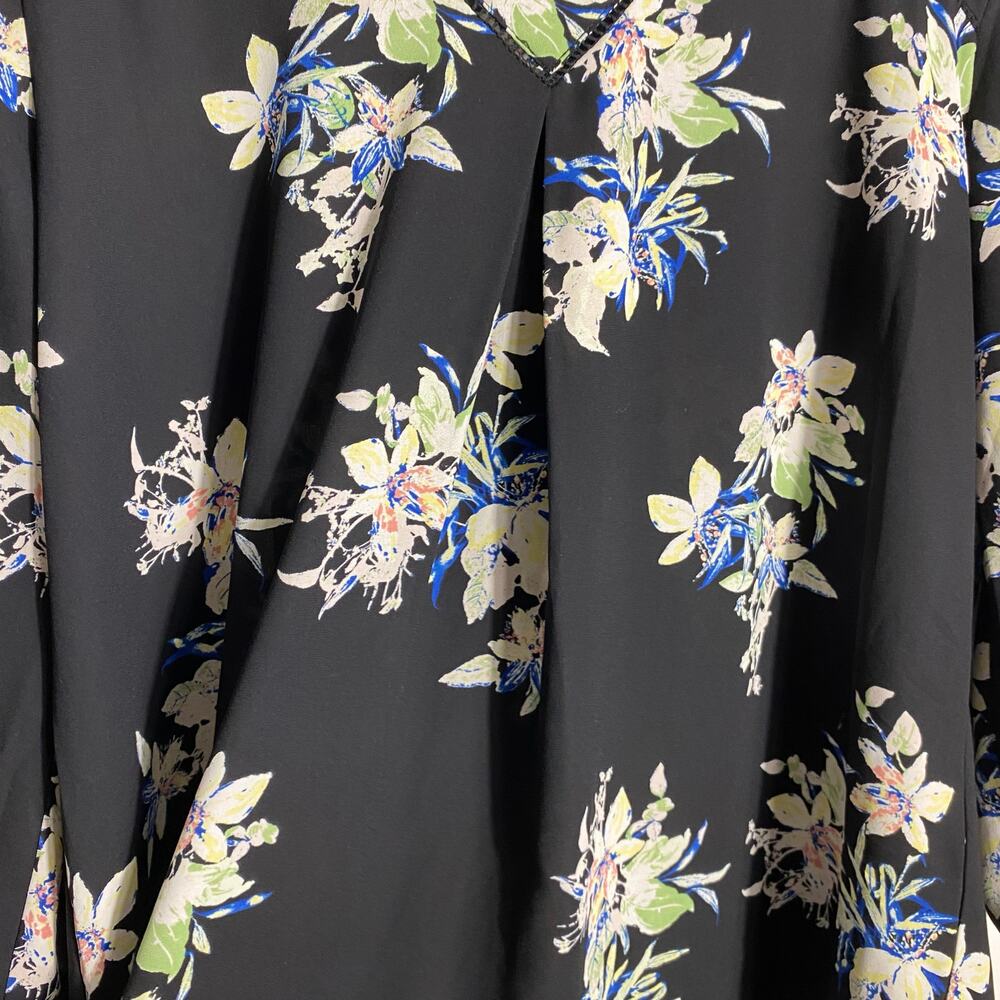 41 Hawthorn Black Floral Blouse SZ L Office Workwear Business Casual Travel‎ - Picture 5 of 11